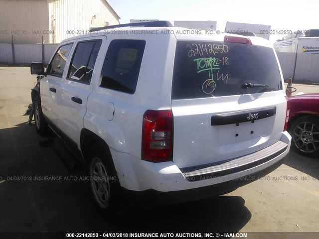 1C4NJPBA9ED660152 - 2014 JEEP PATRIOT SPORT WHITE photo 3