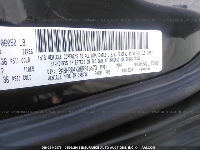 2A8HR64X08R815473 - 2008 CHRYSLER TOWN & COUNTRY LIMITED BLACK photo 9