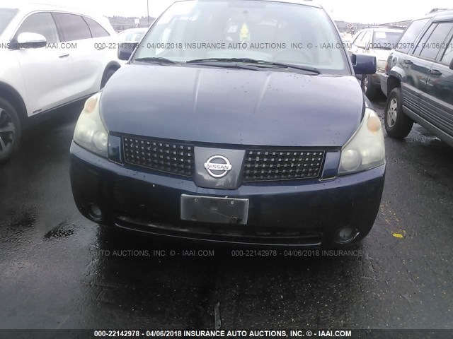 5N1BV28U06N123771 - 2006 NISSAN QUEST S/SE/SL ლურჯი ფოტო 6