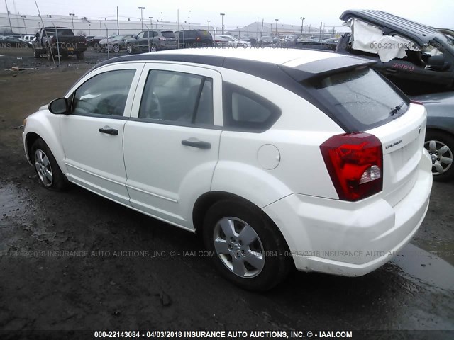 1B3HB28B37D516646 - 2007 DODGE CALIBER WHITE photo 3