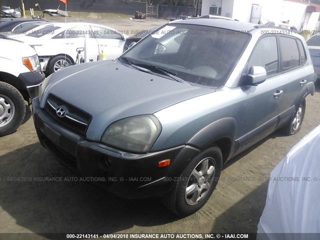 KM8JN12D85U137159 - 2005 HYUNDAI TUCSON GLS/LX GREEN photo 2