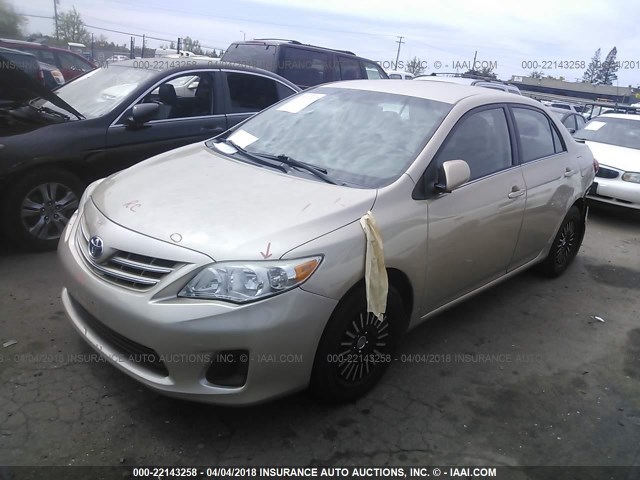 5YFBU4EE8DP155285 - 2013 TOYOTA COROLLA S/LE ოქროსფერი ფოტო 2