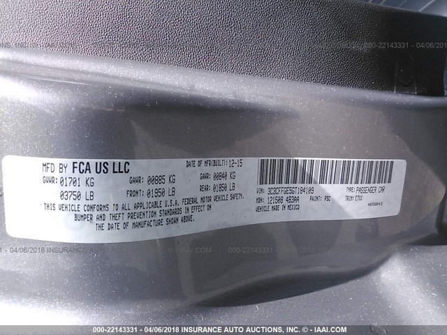 3C3CFFGE5GT184109 - 2016 FIAT 500 ELECTRIC GRAY photo 9