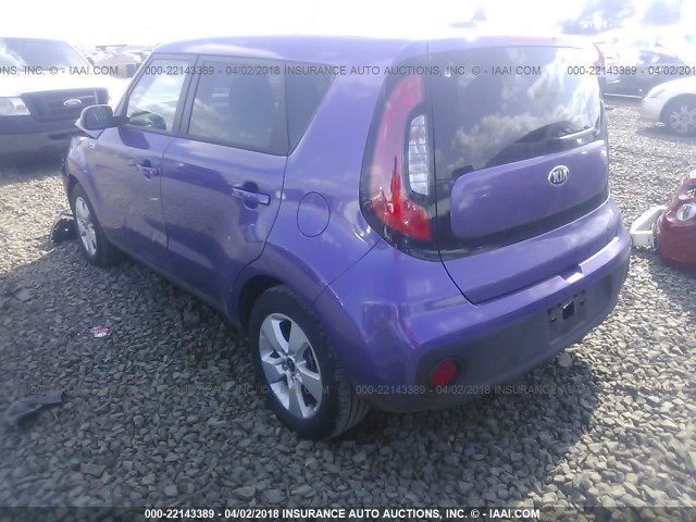 KNDJN2A21H7483759 - 2017 KIA SOUL PURPLE photo 3