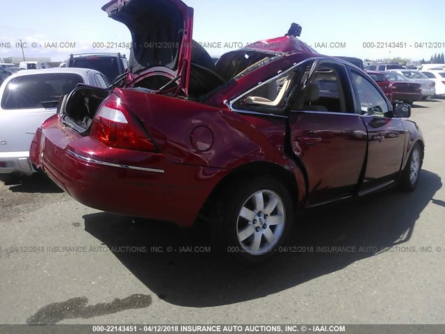 1FAFP24187G104540 - 2007 FORD FIVE HUNDRED SEL RED photo 4