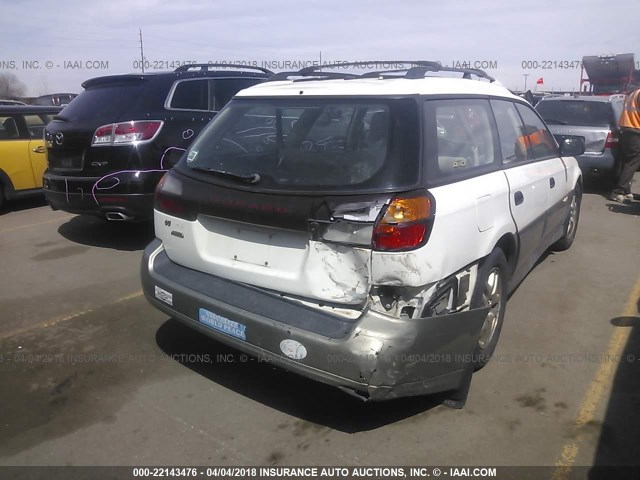 4S3BH665317649811 - 2001 SUBARU LEGACY OUTBACK WHITE photo 4