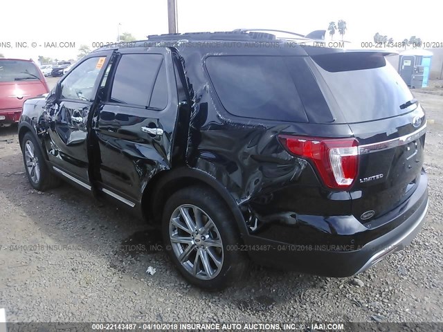 1FM5K7F8XHGD96992 - 2017 FORD EXPLORER LIMITED შავი ფოტო 3