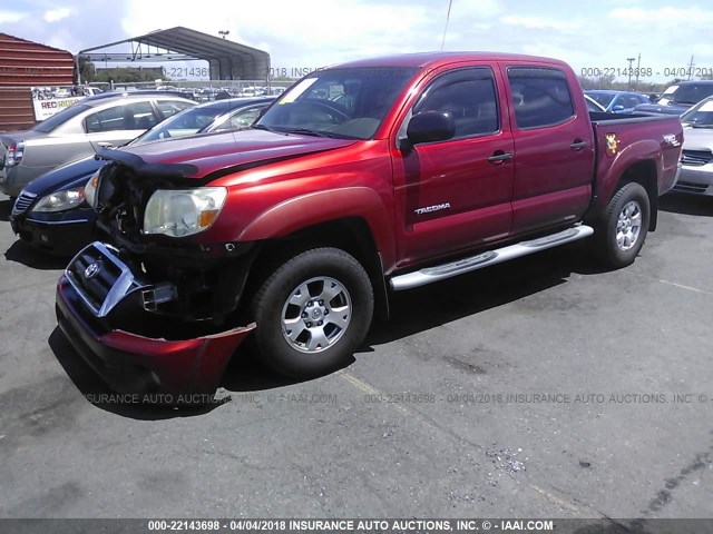 5TEJU62N78Z556130 - 2008 TOYOTA TACOMA DOUBLE CAB PRERUNNER RED photo 2