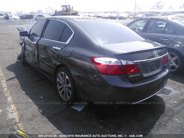 1HGCR2F56EA037672 - 2014 HONDA ACCORD SPORT GRAY photo 3