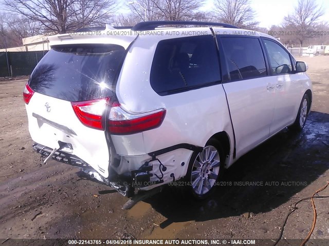 5TDDK3DC6GS144077 - 2016 TOYOTA SIENNA XLE/LIMITED WHITE photo 4