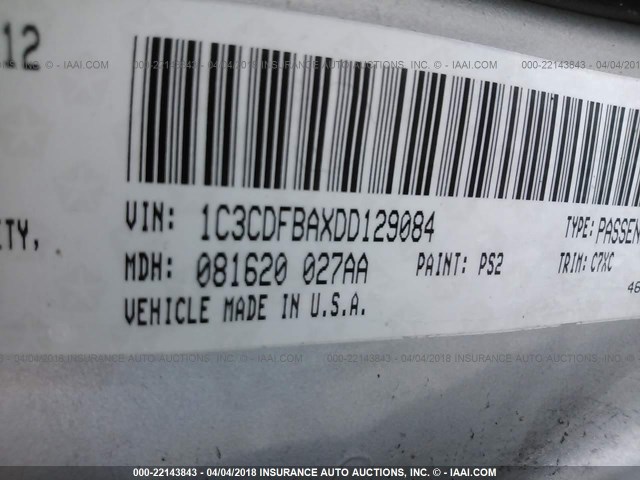 1C3CDFBAXDD129084 - 2013 DODGE DART SXT SILVER photo 9