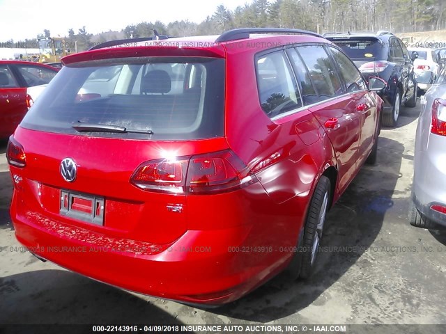 3VWC17AU9HM538660 - 2017 VOLKSWAGEN GOLF SPORTWAGEN S/SE/SEL RED photo 4