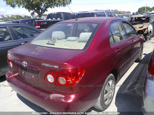 1NXBR32E95Z370027 - 2005 TOYOTA COROLLA CE/LE/S RED photo 4