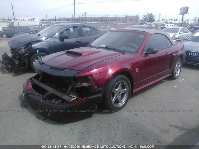 1FAFP45X04F206124 - 2004 FORD MUSTANG GT BURGUNDY photo 2