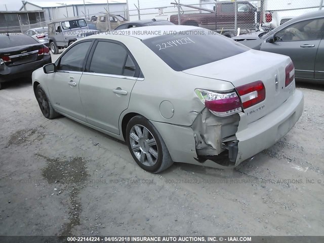 3LNHM28T17R615258 - 2007 LINCOLN MKZ WHITE photo 3