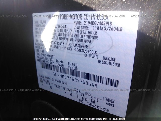 1LNHM87A62Y713618 - 2002 LINCOLN LS Qara foto 9