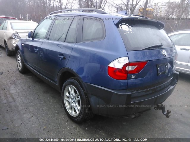 WBXPA73484WB21127 - 2004 BMW X3 2.5I BLUE photo 3