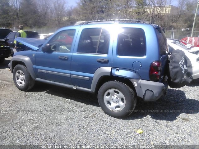 1J4GL48K95W525494 - 2005 JEEP LIBERTY SPORT BLUE photo 3