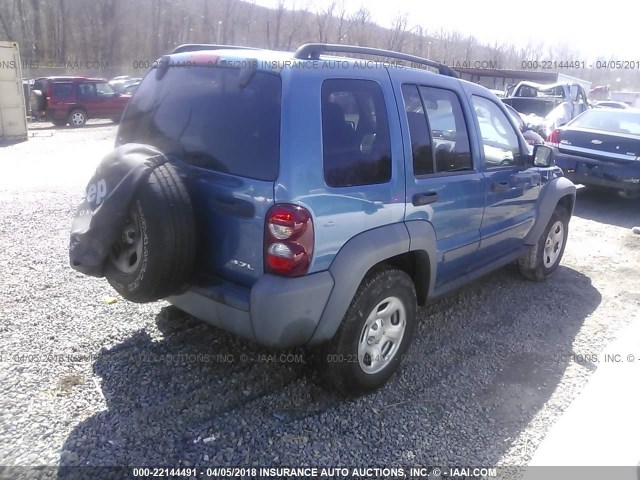 1J4GL48K95W525494 - 2005 JEEP LIBERTY SPORT BLUE photo 4