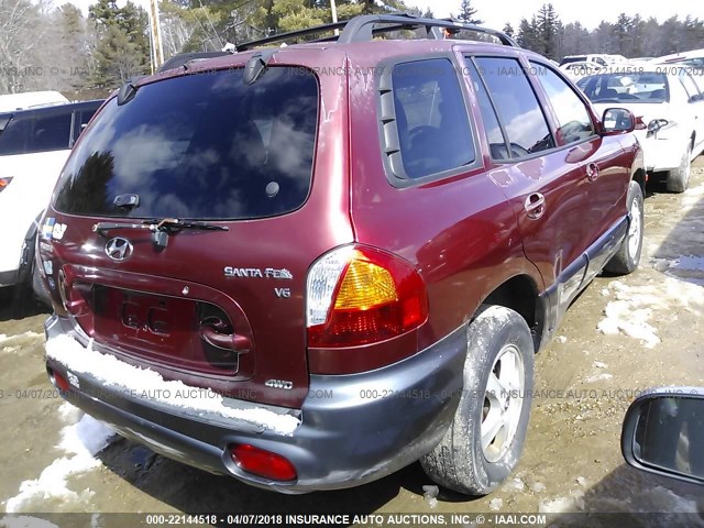 KM8SC73D94U618323 - 2004 HYUNDAI SANTA FE GLS/LX BURGUNDY photo 4