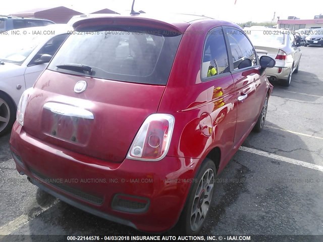 3C3CFFBRXCT196339 - 2012 FIAT 500 SPORT RED photo 4