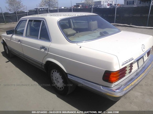 WDBCA35D9GA205813 - 1986 MERCEDES-BENZ 420 SEL WHITE photo 3