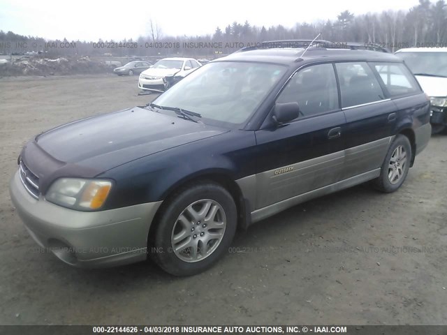 4S3BH665416636748 - 2001 SUBARU LEGACY OUTBACK BLUE photo 2