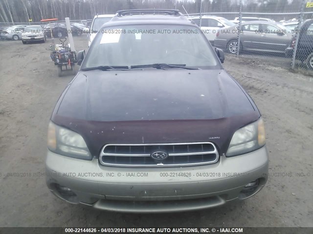 4S3BH665416636748 - 2001 SUBARU LEGACY OUTBACK BLUE photo 6