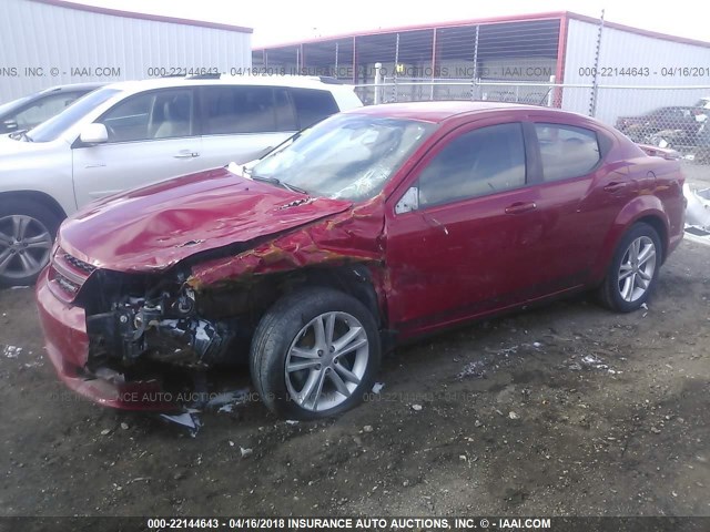 1C3CDZCBXDN622086 - 2013 DODGE AVENGER SXT RED photo 2