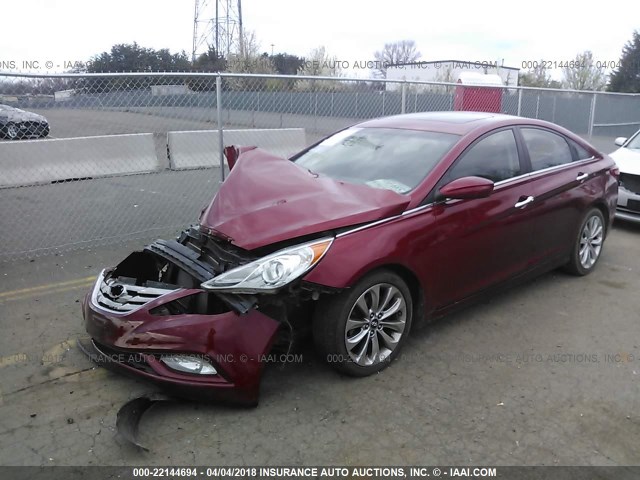 5NPEC4AC6BH068824 - 2011 HYUNDAI SONATA SE/LIMITED RED photo 2