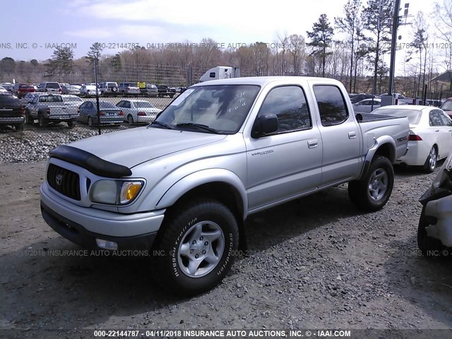 5TEGN92N22Z099789 - 2002 TOYOTA TACOMA DOUBLE CAB PRERUNNER SILVER photo 2