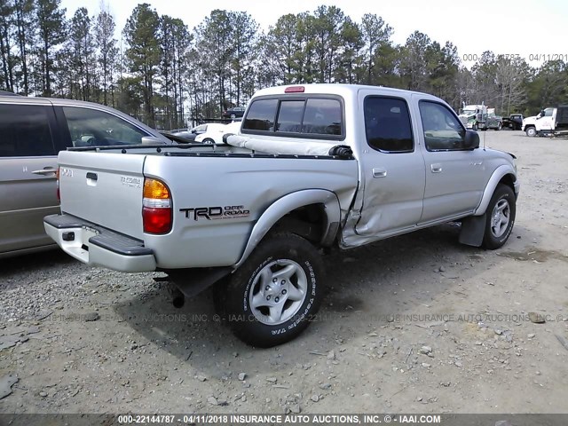 5TEGN92N22Z099789 - 2002 TOYOTA TACOMA DOUBLE CAB PRERUNNER SILVER photo 4