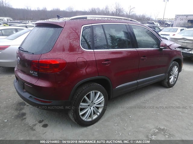 WVGBV3AX3DW080528 - 2013 VOLKSWAGEN TIGUAN S/SE/SEL RED photo 4