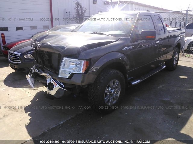 1FTRX14889KC21727 - 2009 FORD F150 SUPER CAB BROWN photo 2