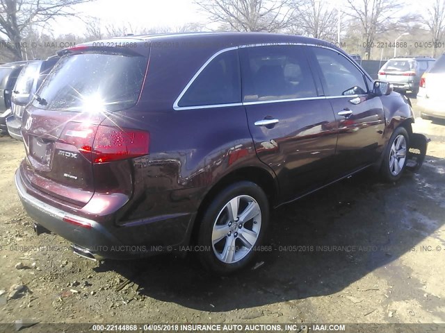 2HNYD2H67BH536383 - 2011 ACURA MDX TECHNOLOGY BURGUNDY photo 4