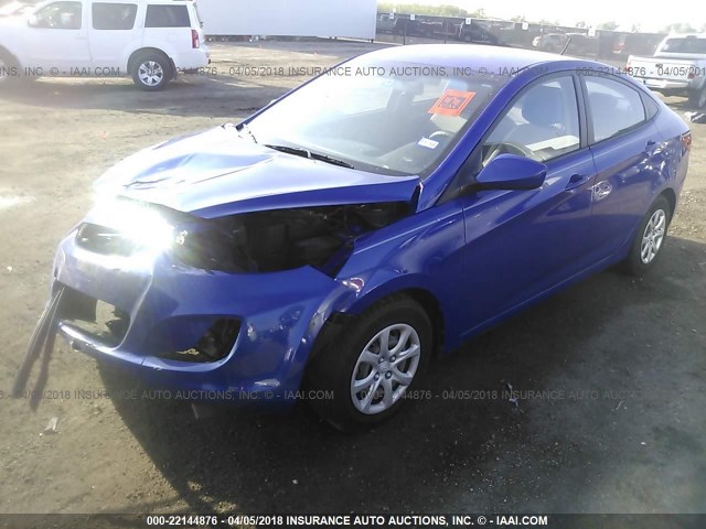 KMHCT4AE0DU529237 - 2013 HYUNDAI ACCENT GLS/GS BLUE photo 2