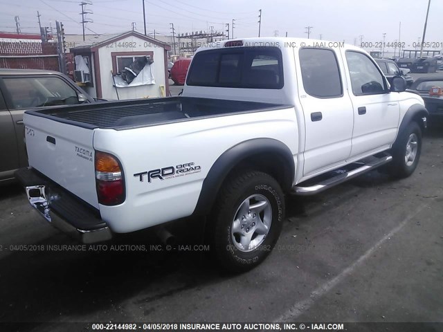 5TEGN92N12Z074415 - 2002 TOYOTA TACOMA DOUBLE CAB PRERUNNER WHITE photo 4