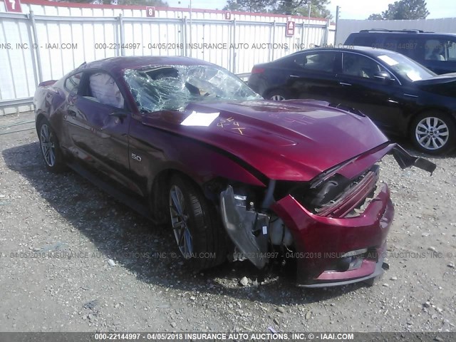 1FA6P8CF0G5215059 - 2016 FORD MUSTANG GT RED photo 1