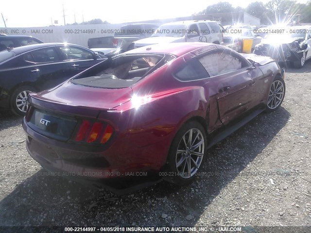 1FA6P8CF0G5215059 - 2016 FORD MUSTANG GT RED photo 4