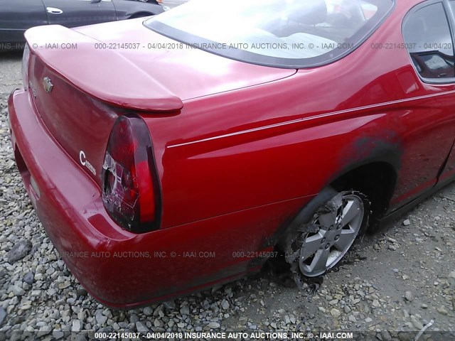 2G1WM15K169231141 - 2006 CHEVROLET MONTE CARLO LT RED photo 6