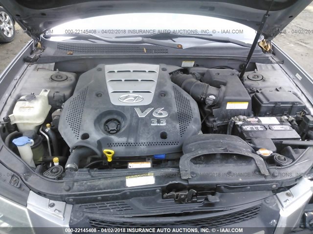 5NPEU46FX8H311947 - 2008 HYUNDAI SONATA SE/LIMITED GRAY photo 10