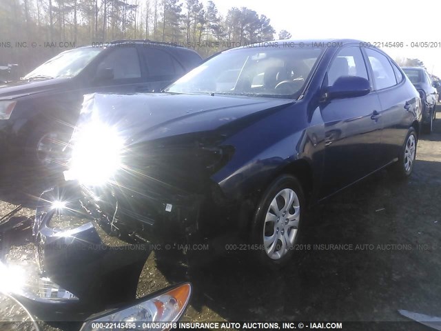 KMHDU4AD6AU086614 - 2010 HYUNDAI ELANTRA BLUE/GLS/SE BLUE photo 2