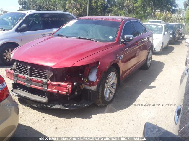 1FAHP2F81EG165129 - 2014 FORD TAURUS LIMITED RED photo 2