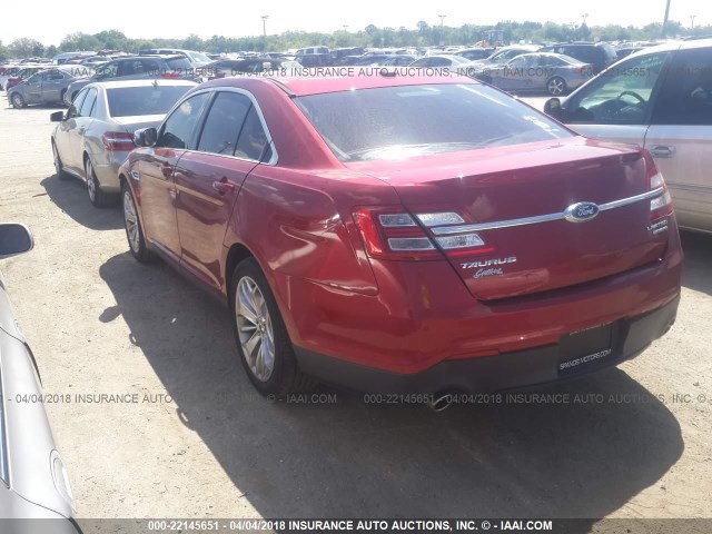 1FAHP2F81EG165129 - 2014 FORD TAURUS LIMITED RED photo 3