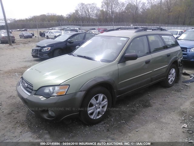 4S4BP61C157306361 - 2005 SUBARU LEGACY OUTBACK 2.5I GREEN photo 2