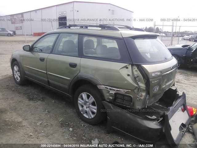 4S4BP61C157306361 - 2005 SUBARU LEGACY OUTBACK 2.5I GREEN photo 3