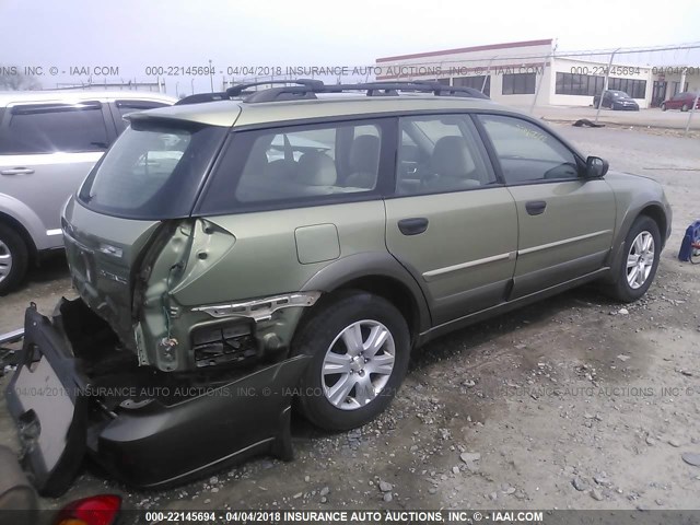 4S4BP61C157306361 - 2005 SUBARU LEGACY OUTBACK 2.5I GREEN photo 4