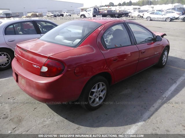 1P3ES46CX1D253944 - 2001 PLYMOUTH NEON LX RED photo 4