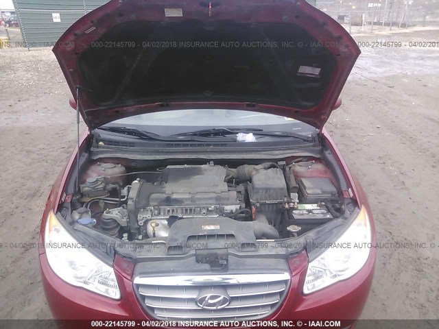 KMHDU46D88U363749 - 2008 HYUNDAI ELANTRA GLS/SE/LIMITED RED photo 10