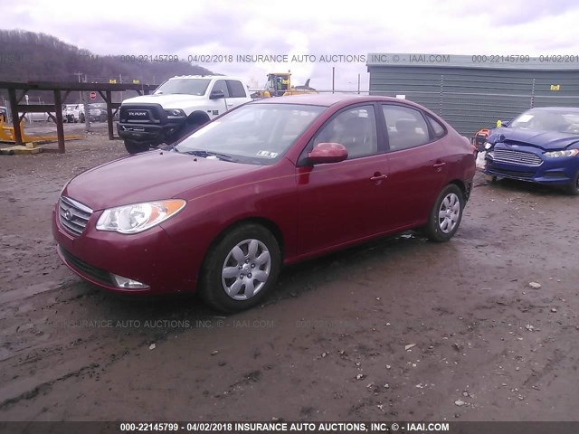 KMHDU46D88U363749 - 2008 HYUNDAI ELANTRA GLS/SE/LIMITED RED photo 2